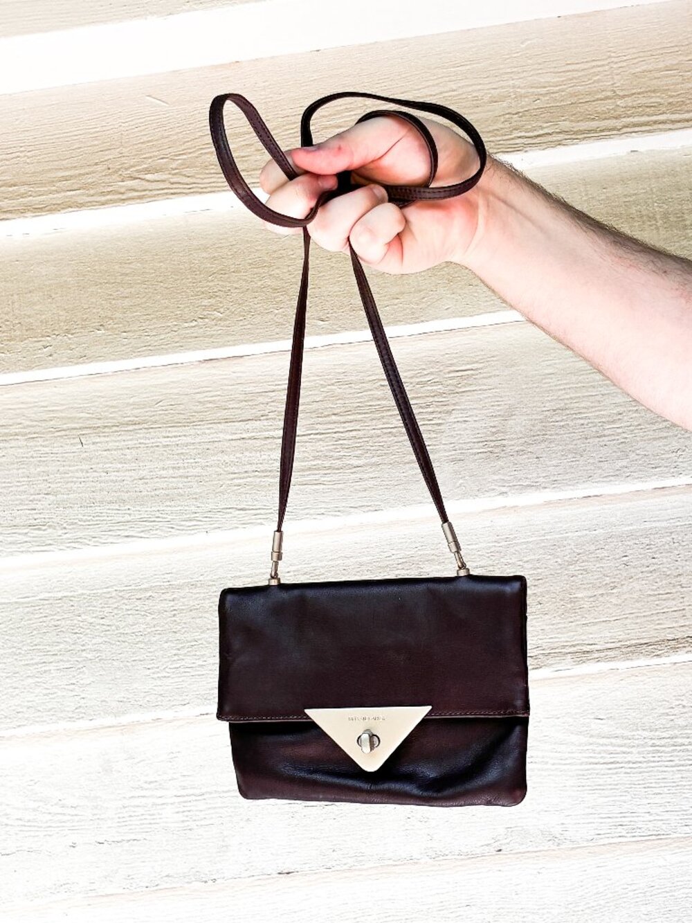 Renato Angi Venezia Vintage Dark Brown Leather Convertible Crossbody Bag Italy